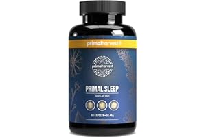 ‎PRIMAL HARVEST Primal Harvest® Schlaf Gut Kapseln (60 Stk) – Natürliche Mischung mit Apigenin, L-Tryptophan, Kamille und Baldrian - Kräutermischung als Melatonin-Alternative - In Deutschland hergestellt