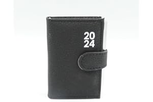 SIXSTORE Agenda 2024 Page a Day A7 de piel suave con sensación de bolsillo diario con bolígrafo (negro)