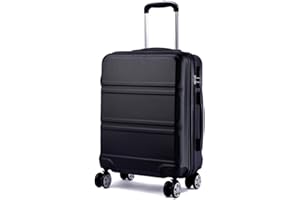 Kono Maleta de Cabina de ABS de 20 Pulgadas con Diseño Esculpido en Horizontal,4 Ruedas,55x40x22cm(Negro)