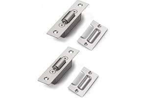 GEFONG Pestillos de Rodillos para Puertas Ocultas Cierres de Acero Inoxidable Tamaño 20mm para Gabinete Cocina Baño Habitación Armarios Pestillo Muebles Cerraduras Tapón 2 Juegos