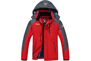 donhobo Men's Fleece Jacket Winter Waterproof Warm Ski Jackets Windproof Coat With Zip Pockets Hood