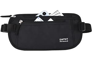 DAITET Money Belt - Passport Holder Secure Hidden Travel Wallet with RFID Blocking, Undercover Fanny Pack (Black)