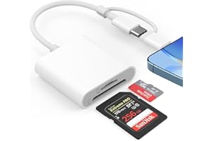 OLIVERIA SD Card Reader for iPhone, Memory Card Reader for iPhone, SD Card Adapter for iPhone, Camera Card Reader with SD and TF Card Slots, Plug and Play (2 IN 1)