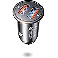 AINOPE USB Zigarettenanzünder Adapter, [Dual QC3.0 Port] 36W/6A Ladegerät für Auto Mini Metal Legierung KFZ USB Ladegerät Sch