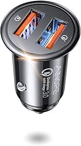 AINOPE USB Zigarettenanzünder Adapter, [Dual QC3.0 Port] 36W/6A Ladegerät für Auto Mini Metal Legierung KFZ USB Ladegerät Schnellladung Kompatibel mit iPhone 12/11/XS/XR, Note 9/Galaxy S10/S9, iPad