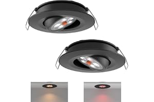 acegoo svängbara downlights 12V för båt skåpbil husbil infälld taklampa LED-spotlight 12 volt, 35° strålvinkel vertikal 70° justering diameter 74 mm Inbyggd dimmer och rött ljus Svart 3000K