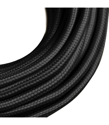 Klartext LUMIÈRE Textilkabel Rund, 3x0,75 Mm, Baumwolle Schwarz, 5 M – Inkl. Erdkabel