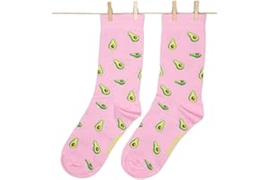 Roits Calcetines Aguacates Rosa Mujer y Hombre - Calcetines de Dibujos Divertidos Originales Regalo Estampados Colores Molones Accesorios Fruta