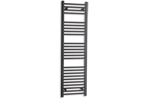 companyblue 400mm Wide Black Heated Towel Rail Radiator Flat Ladder for Stylish Bathroom (400 x 1400mm)