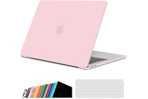 iNeseon Etui kompatybilne z 2021 2020 2019 2018 MacBook Air 13 Cali A2337 (M1)/ A2179/ A1932, Wąskie Etui Ochronne Case + Osłona Klawiatury na MacBook Air 13 z Touch ID, Kwarc Różowy