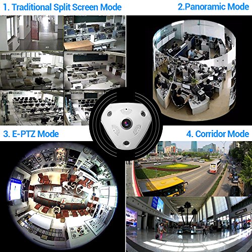 360 VR kamera,Masione 3.0M Panorama Wireless WIFI IP Kamera Audio Video WiFi HD Fish-eye Weitwinkel 10m IR Nachtsicht Bewegungserkennung CCTV Ãœberwachungs-Kameras System bis 128G GedÃ¤chtnis