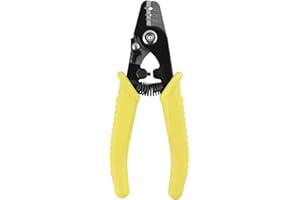 QWORK® Pince à dénuder en fibre optique à trois trous avec poignée en PVC pour dénuder les fibres,15.2 cm de long