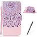 Produktbild Feeltech Samsung Galaxy J510/J5 2016 Hülle,Samsung Galaxy J510/J5 2016 Magnet Leder Wallet Cover,Elegant Soft PU Kartenfach Extra Dünn Tasche Bunte Relife-Muster [Stand Funktion] Karte Halterung Klapp hülle Flip Book Design Case Flexible TPU Ultra Slim Inner Bumper Tasche mit Landyard [Free Stylus] für Samsung Galaxy J510/J5 2016 - Stammes Mandala
