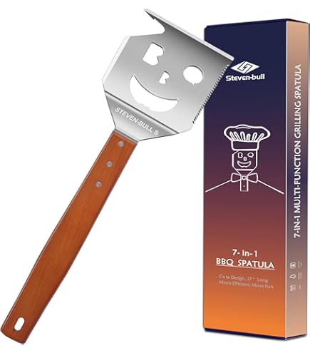 Spatule De Barbecue En Acier Inoxydable Avec Motif Sourire - 41.5 X 8 Cm - Ustensile Pro Pour Cuisson Extérieure