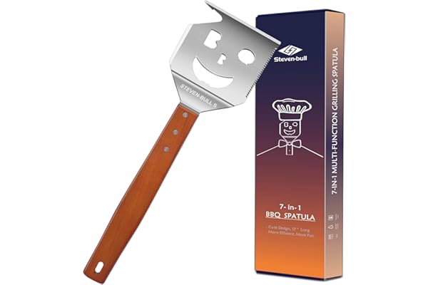 STEVEN-BULL S Spatule Barbecue 7 en 1, Ustensiles Barbecue Uniques, Accessoires Barbecue pour Le Camping en Plein Air Barbecue, Cadeaux pour Hommes