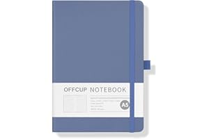 OFFCUP A5 Notebook, A5 Journal Lined Notebook with 192 Pages Premium Paper, Thick Leather Classic Writing Notebooks Journal with Pen Loop Elastic Banded, Hardcover, 14.7X21.2cm (Blue)
