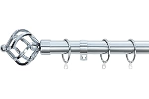 A.Unique Home Twisted Metal Extendable Curtain Pole with Rings and Fittings, In a Variety of Colours and Sizes (25/28mm)(Nickel, 120cm - 220cm, 47" to 87" Approx )