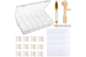 AIRFUL Scatola Portaoggetti per Filo Da Ricamo, 1 Avvolgitore per Filo Interdentale, 120 Bobine di Filo Interdentale in Plastica, 1 Forbice, 1 Righello, 4 Fogli di Adesivi Numerici per Filo Interdentale