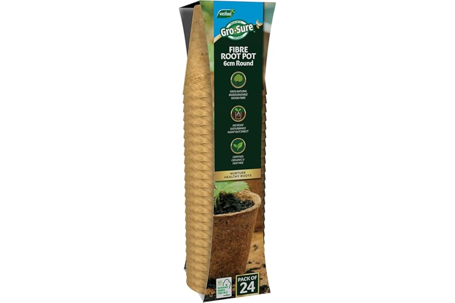 Gro-sure Fibre Pots Round 6cm 24pk Propagation kit, Brown