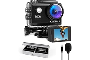 COOAU Camara Deportiva 4K30FPS 20MP WiFi con Micrófono Externo, Gran Angular 170 °, Camara Acuatica Sumergible 40M Impermeable Videocámara de Casco con Control Remoto, 2×1200mAh Baterías, Accesorios