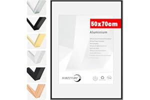 HIMEETIME® 1x Marco de fotos 50x70cm Aluminio Negro marcos cuadros,Fácil de Colgar Para Decoración de Pared y Decoración Hogar marco 30x40 Grandes para Pósters