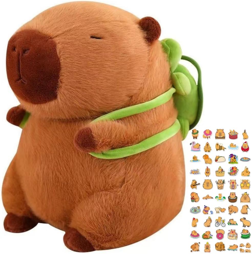 BULLPOWEX Peluche Capybara | Juguete Capibara 30-35cm, Animal de Peluche Suave y achuchable. Juguete para Bebes,niños/niñas y Adultos. Incluye Pegatina Capybara aleatoria.