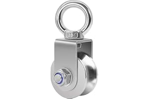 DUDU CREAM 48MM Umlenkrolle mit 2 Kugellager, 48mm Umlenkrolle Stahlseil, Seilrolle Fitness Edelstahl, U-Typ Flaschenzug für Seile, Tragkraft 500kg