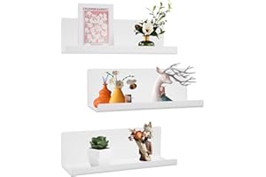 FAOKZE 3 Pezzi Mensole da Muro Bianche in Acrilico, Senza Forare, moderne. design Office (30x10x10cm)