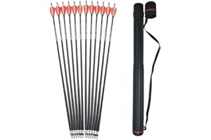 SHARROW 32 Pulgadas Flechas de Carbono Spine 500 Flechas de Caza Flechas para Adultos con 4" Plumas Naturales para Arcos y Flechas Práctica para Arco Compuesto Arco Recurvo