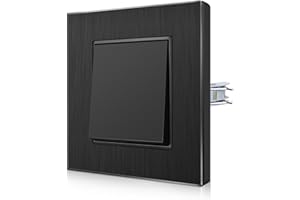 CNBINGO Aluminiowy Włącznik Światła z Zaczepami Zaciskowymi - Podtynkowy z Ramą z Aluminium - Odporny na Zarysowania Przełącznik Kołyskowy - Czarny do Zabudowy - 1-Drożny