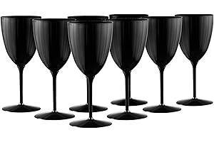 Decor Decorline - 8 VERRES À VIN RÉUTILISABLE 200ML NOIR