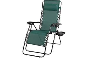 CASARIA Chaise Longue de Jardin inclinable Chaise Pliable avec Porte-gobelet Appui-tête Fauteuil Relax Transat Jardin Vert