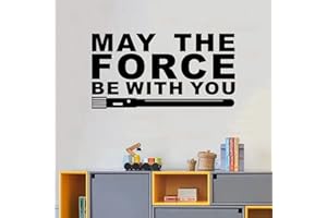 SEATUNE May The Force Be with You, Wall Stickers for Kids, (Easy to Apply), Boys Girls Teens Motivational Office Gym Bedroom Living Room Jedi Yoda Star Wars Movie Signs Home Art Decor Vinyl Decals 28.6"X15"