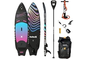 Hurley PhantomSurf 9' Stand Up Paddle Board with Hikeable Backpack, Air Pump, Adjustable Floating Paddle, Coiled Leash, Fin & Repair Kit (Ombre)