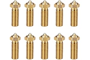 HzdaDeve Volcano Brass Nozzles Kit Multi Size Extruder Thread Nozzle 0.4MM 0.2MM 0.6MM 0.8MM Print Head Nozzles Hotend Extruder for R QIDI Q1 Pro/X-SMART3/X-PLUS3/X-MAX3 3D Printer (10 Pack)