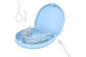 TYSORETY Zahnspangendose Zahnschiene Box Mit Silikon-Handgelenkband und Belüftungslöchern, Retainer Case mit Entnahmewerkzeugen& Bürste (Blau)