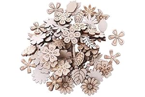 SMARTSF YiFeiCT Lot de 100 fleurs en bois découpées au laser et décorations de mariage