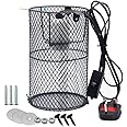Plus Size Reptile Heat Lamp Holder, Heating Light Bulbs Lampshade Anti-Scald Heater Guard with Switch for Lizard Turtle Snake Birds Chick