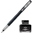 Parker Vector Standard CT Fountain Pen - Black + Quink Ink Bottle - Black (30ML)