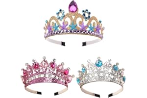CAIYUANGJ 3 Piezas Corona de Princesa, Corona Diamantes De Imitación, Corona Tiaras, Corona de Cristal para Niños, Princesa Diadema de Tiara, para Sombreros De Niñas Princesa Corona De Oro Plata Amarilla