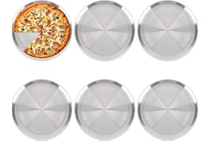 WOPPLXY Lot de 6 Plaque Pizza Four, Plaque Pizza 30cm, Plat Pizzas Rond en Acier Inoxydable pour La Cuisson au Four