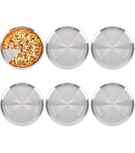 JINGHANGER 10 Pezzi Teglia Rotonda Per Pizza In Acciaio Inox 26 Cm Pizza Pan Facile Da Pulire Argento - 10