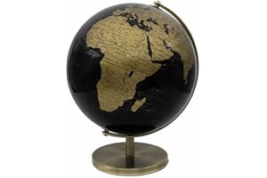 Lesser & Pavey Weltkugel mit Metallsockel, drehbar, 34 cm, goldfarben/Schwarz