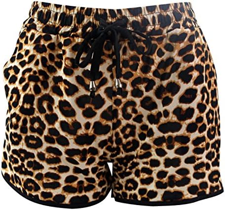 Share Women Leopard Short Pants Sport Casual Shorts Mini Trouser Elastic High Waist Loose Hot Print Summer Pants