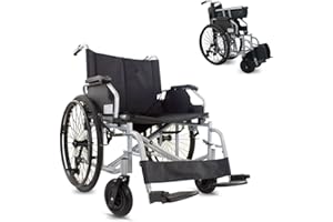 Mobiclinic®, Silla de Ruedas Bariátrica, Extra Ancha 60 cm, Max. 225 kg, Ruedas Extraíbles, Sistema Antivuelco, Chasis Doble Cruceta, Reposabrazos y Reposapiés Extraíbles, Resistente, Negro