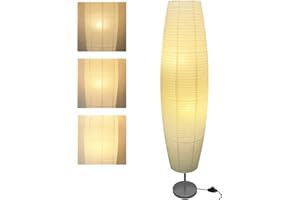 LALISU Stehlampe Papier Lampe Moderne Stehlampen mit Lampenschirm, Stehlampe für für Wohnzimmer Mit Fußschalter, Schlafzimmer und Arbeitszimmer (White-01)