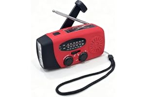 DURNYDT Wind Up Solar Radio, Survival Hand Crank AM/FM Emergency Weather Radio, 2000mAh Rechargeable USB Phone Charger, SOS Alarm, LED Bright Flashlight for Outdoor Camping, Hiking