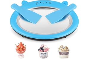 Maquina Para Hacer Helados, Apritsce Fabricantes De Helados Con 2 Espátulas, Ice Cream Rolls Maker Machine, Plancha Para Hacer Helados Para Gelato, Sorbete, Yogur(Azul)