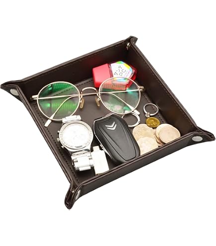 PU-Leder Tablett Organizer – Faltbar, Wasserabweisend – Für Schmuck, Schlüssel, Handy, Brille, Münzen – Auf Reisen & Zu Hause