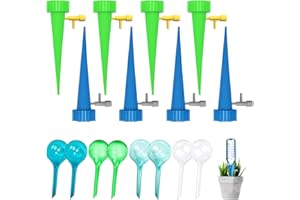 ZQSFPK Plant Watering Devices, Plant Watering Globes, 16-Piece Self-Watering Kit, Glass Bulbs & Plastic Spikes, Automatic Plant Waterer for Indoor Potted Plants, Vacation Houseplant Care